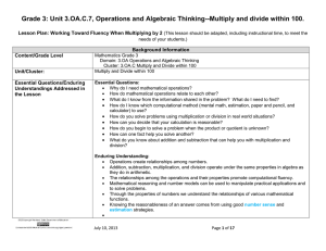 Grade 3: Unit 3.OA.C.7, Operations and Algebraic Thinking-