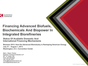 Financing Advanced Biofuels, Biochemicals And Biopower