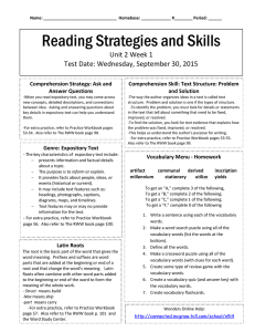 Comprehension Skill: Text Structure: Problem and