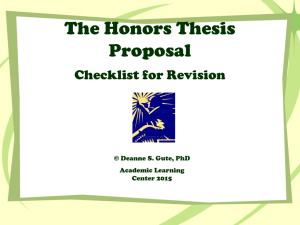 Writing the Honors Thesis Proposal