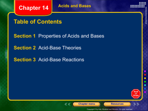 Chapter 14 - Acids and Bases