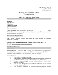 MKT 105 Principles of Marketing - Moberly Area Community College
