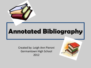 Annotated Bibliography - Madison County Schools