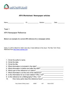 APA worksheet