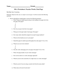 Worksheet to practice MLA skills