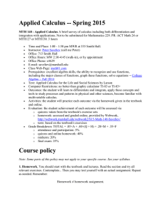 Applied Calculus -- Spring 2015