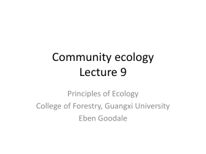 Lecture 9 Community ecology