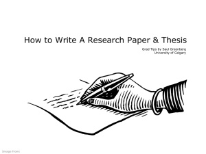 How to Write a Research Paper and Thesis Saul Greenberg