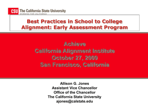 Best Practices in School to College Alignment