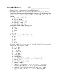 Acids and Bases Homework