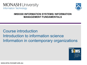 Lecture Week 1  format - Monash University, Victoria, School of