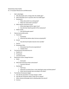 World History Note Outline Ch. 17 European Renaissance and