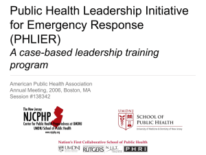 Public Health Leadership Initiative for Emergency