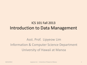 ICS 321 Fall 2010 Introduction to Database Systems