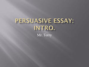 Persuasive Essay: Intro.