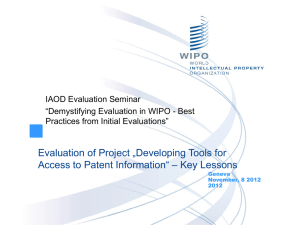 Evaluation of Project "Developing Tools for Access to Patent