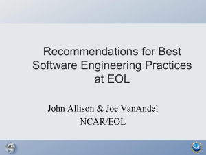 Recommendations for Best Software Engineering Practices at