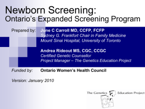Ontario's Expanded Screening Program