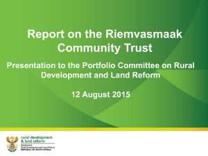 Report on the Riemvasmaak Community Trust