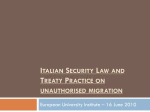 Italian Security Law and Treaty Practice on unauthorised migration