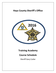 Hays County Sheriff's Office Training Academy Course Schedule