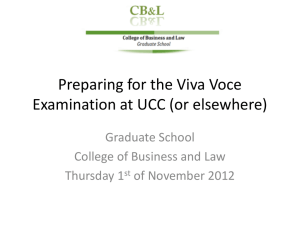 Preparing for the Viva Voce Examination at UCC (or elsewhere)