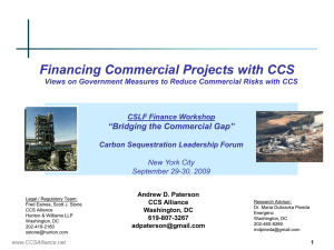 Financing Commercial Projects with CCS Critical Risks