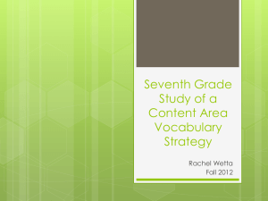 Seventh Grade Study of a Content Area Vocabulary Strategy