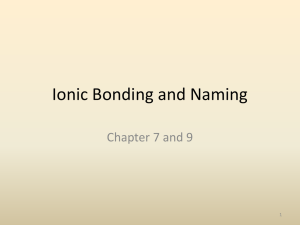 Ionic Bonding and Naming