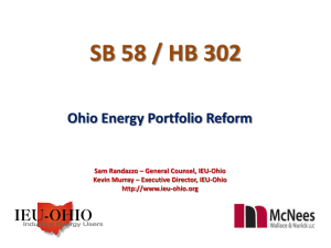 SB 58/HB 302 -- Ohio Energy Portfolio Reform