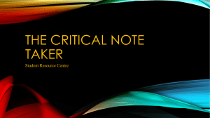 The Critical note taker - Student Resource Centre