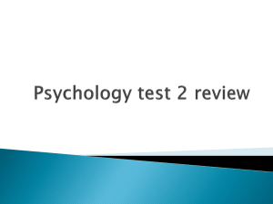 Psychology Quiz 2 Review - East Richland Christian Schools