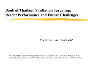 Bank of Thailand's Inflation Targeting: Recent Performance and