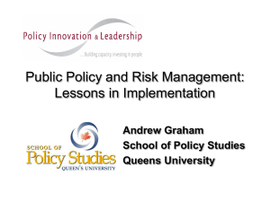 Public Policy and Risk Management: Lessons in Implementation