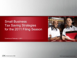 Small Business Tax Saving Strategies for the 2011 Filing Season