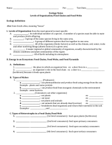 2014 Ecology Notes Packet Fill in