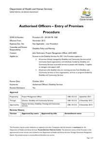 Authorised Officers * Entry of Premises Policy