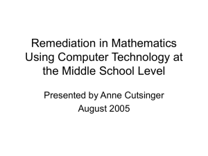 Remediation in Mathematics at the Middle School Level