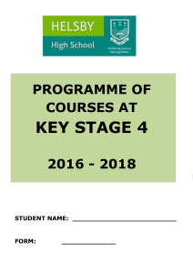 PROGRAMME OF COURSES AT KEY STAGE 4