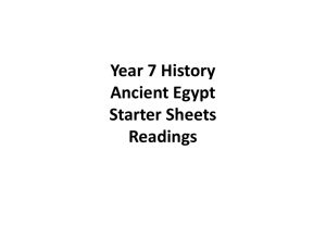 Year 7 History Ancient Egypt Starter Sheets Readings