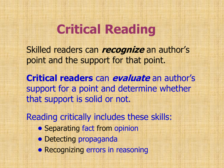 1 critical thinking critical reading and source evaluation