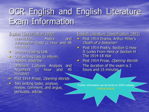 OCR English and English Literature Exam Information