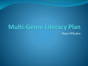 Multi-Genre Literacy Plan - TEACHING PORTFOLIO: Peter Whalen