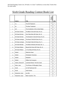 Sixth Grade Reading Contest Book List
