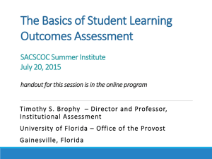 The Basics of Student Learning Outcomes Assessment