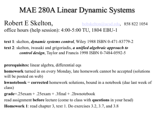 AMES 207A Linear Dynamic Systems and Control, R Skelton