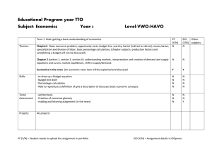 Educational Program year TTO Subject: Economics Year:3 Level