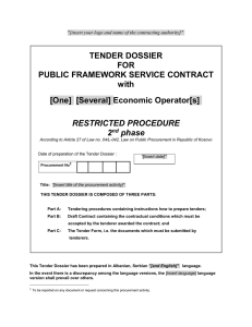 part a: tendering procedures