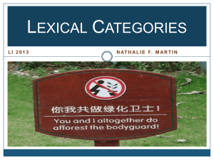 Lexical categories Noun