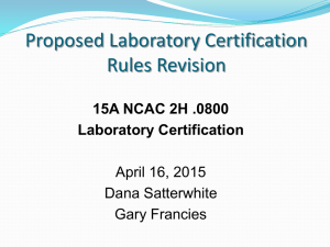 Proposed Laboratory Certification Rules Revision